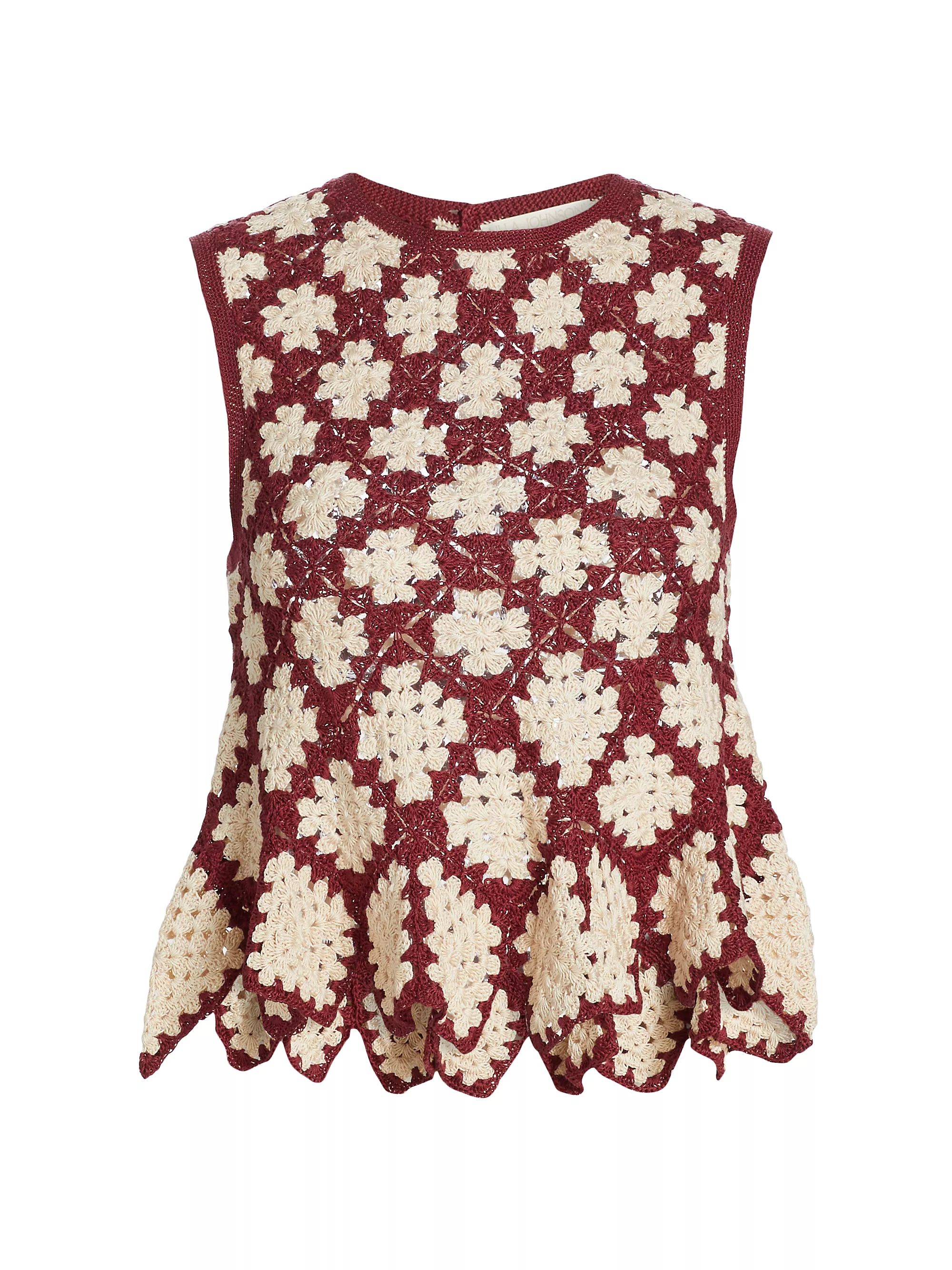 Boden Geometric Crochet Peplum Top | Saks Fifth Avenue