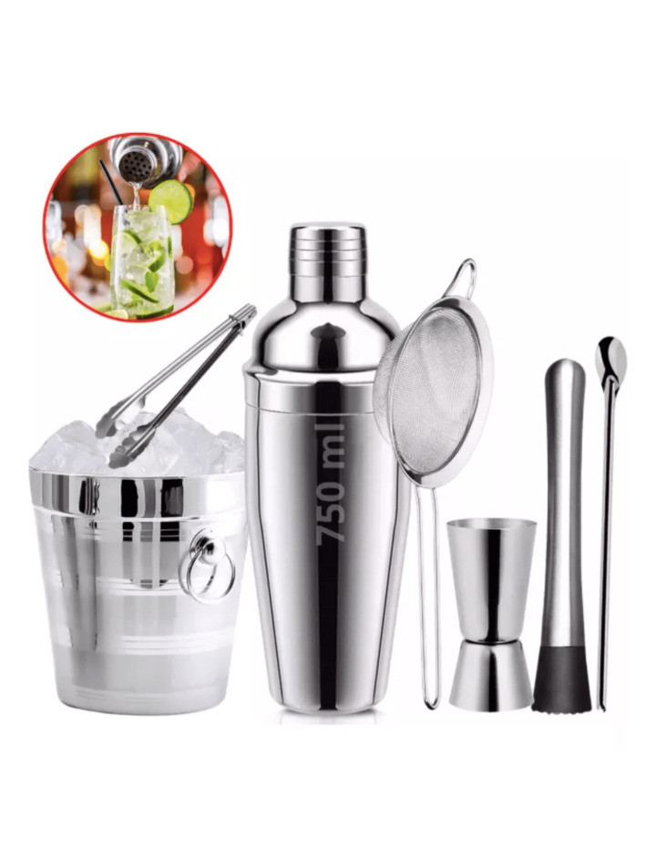 Kit Bartender Profissional 7 Peças Inox Coqueteleira | SHEIN