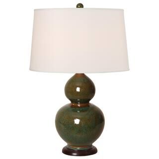 25 in. Amazon Green Gourd Porcelain Vase Table Lamp | The Home Depot