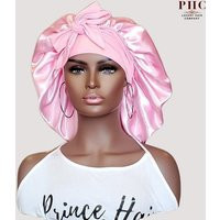 Soft Pink Satin-Lined Stretch Tie Bonnet | Etsy (US)
