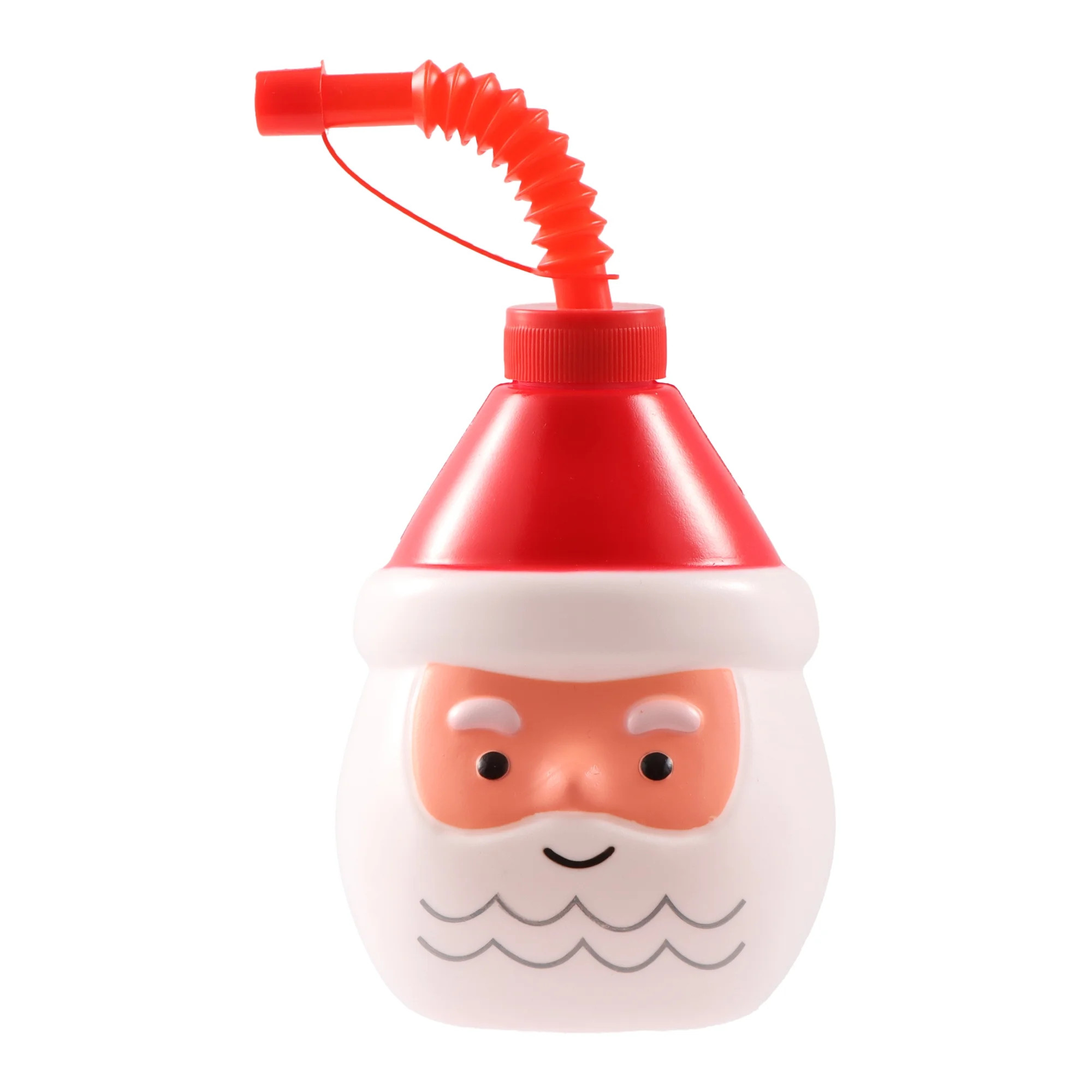 Plastic Santa Sippy Cup with Lid and Straw, Red, White, and Black, 13 fl oz, by Holiday Time | Walmart (US)