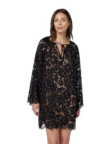 Michael Kors Women's Lace V-Neck Dress, Black, L | Amazon (US)