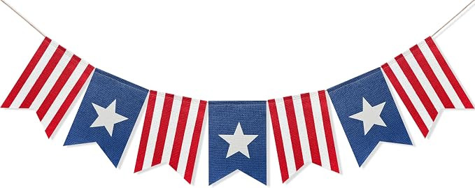 Uniwish American Flag Bunting Banner 4th of July Decorations, Patriotic Stars and Stripes America... | Amazon (US)