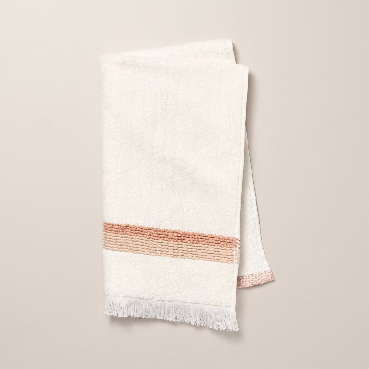 Textured Stripe Terry Bath Towel with Fringe Blue/Cream - Hearth & Hand™ with Magnolia | Target