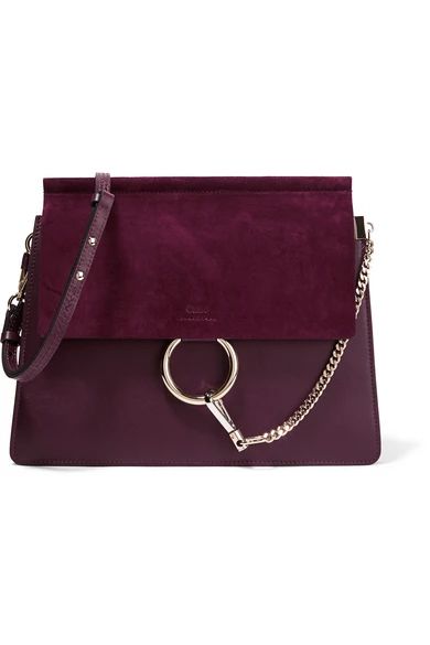 Faye medium leather and suede shoulder bag | NET-A-PORTER (US)