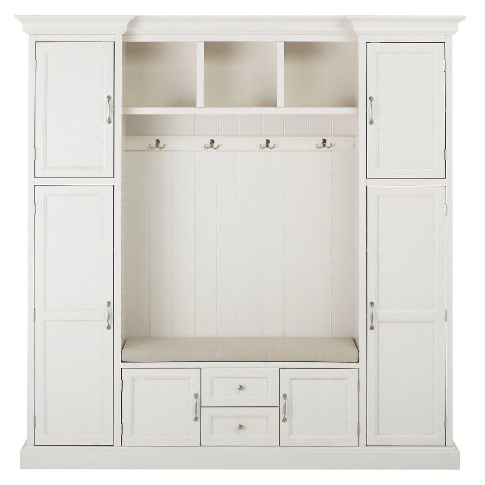 Home Decorators Collection Royce Polar White 79.25" Hall Tree-7474200410 - The Home Depot | The Home Depot