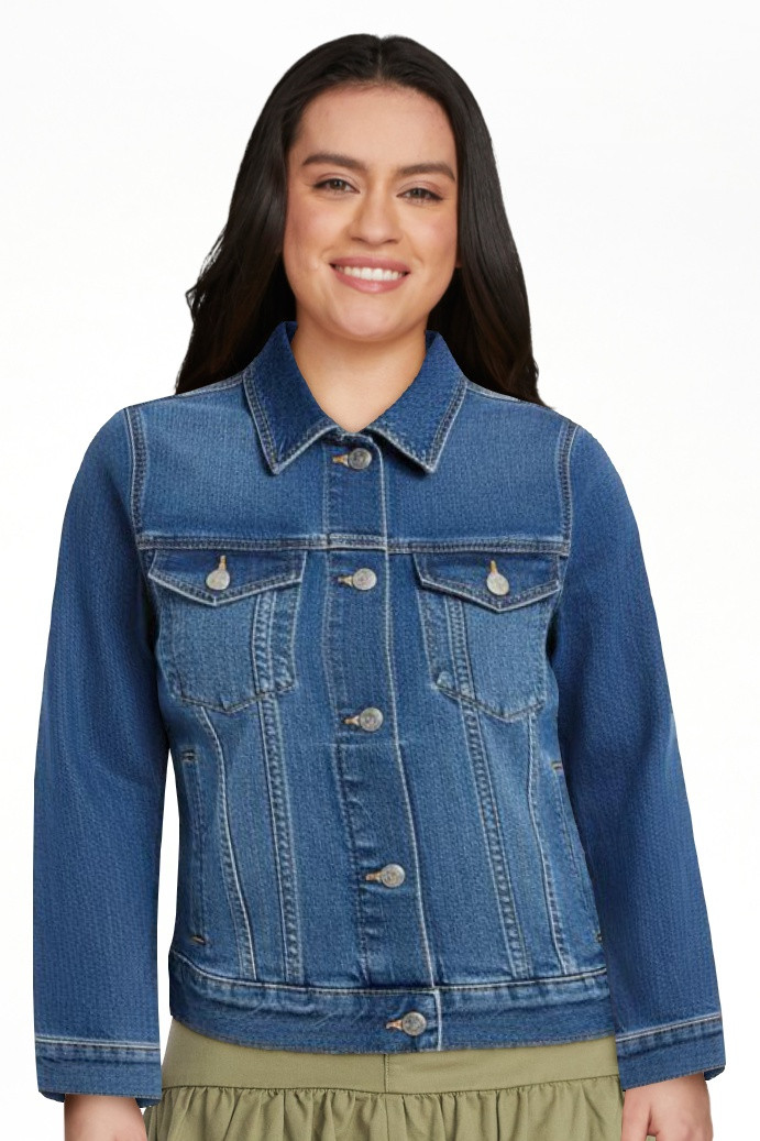 Free Assembly Women's Cropped Denim Jacket with Long Sleeves, Sizes XS-XXL | Walmart (US)