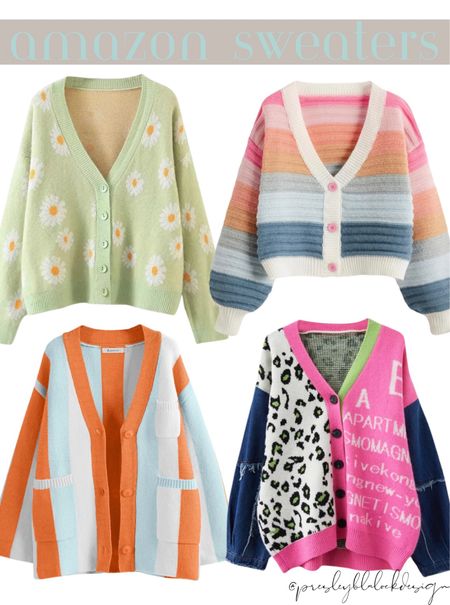 Amazon Fashion / Amazon Sweater / Spring Sweater / Striped Sweater / Cardigan Sweater / Daisy Sweater / Button up Cardigan / Colorful sweater / Amazon finds / women’s fashion 

#LTKSeasonal #LTKsalealert #LTKSpringSale