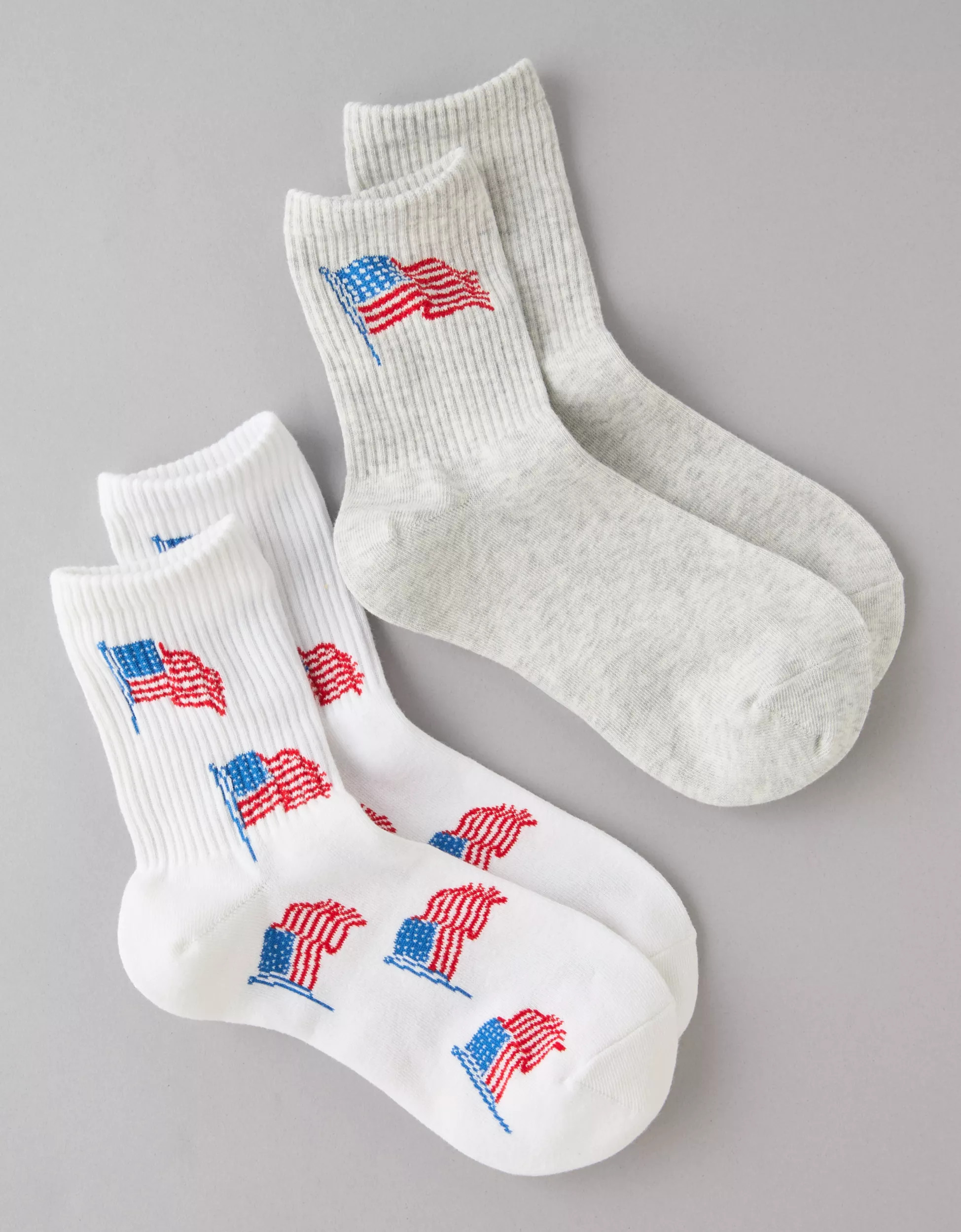AE American Flag '90s Crew Socks 2-Pack | American Eagle Outfitters (US & CA)