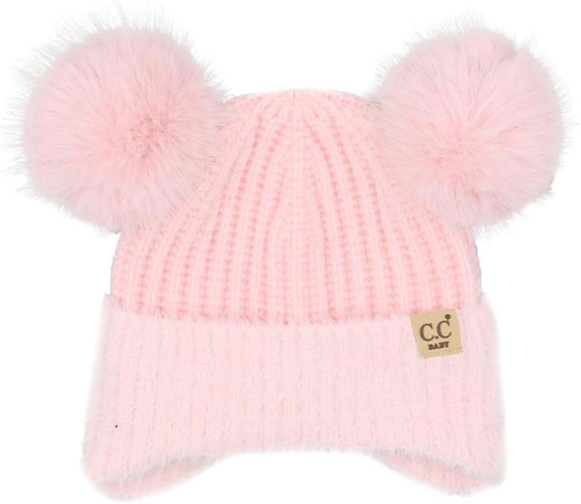 C.C Baby Double Fur Pom Pom Beanie with Ear Flap for Boys Girls - Comfortable Soft Warm Infant To... | Amazon (US)