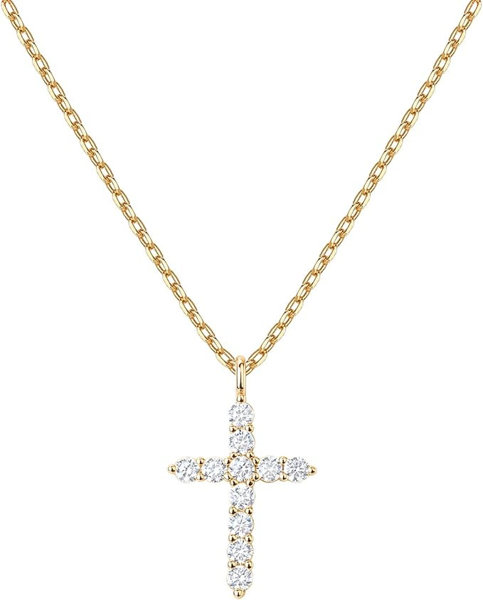 PAVOI 14K Gold Plated Cross Necklace for Women | Cross Pendant | Gold Necklaces for Women | Amazon (US)