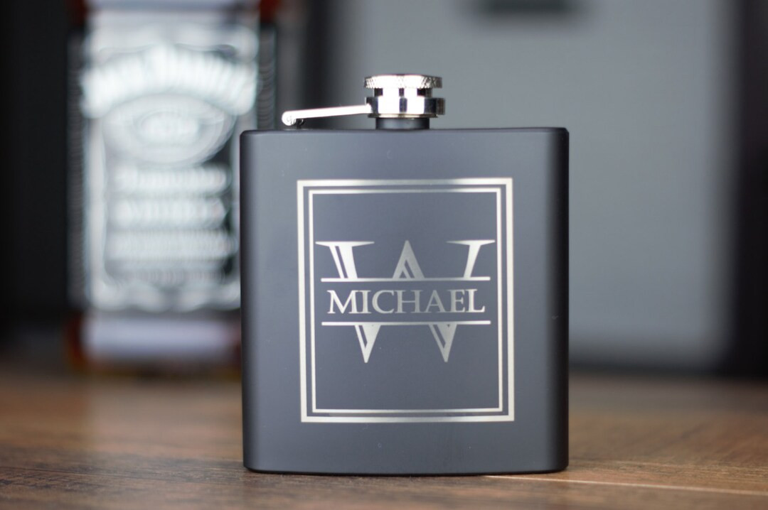 Matte Black Flask, Personalized Flask, Groomsmen Gift, Flask, Groomsmen Flask, Engraved Flask, Cu... | Etsy (US)