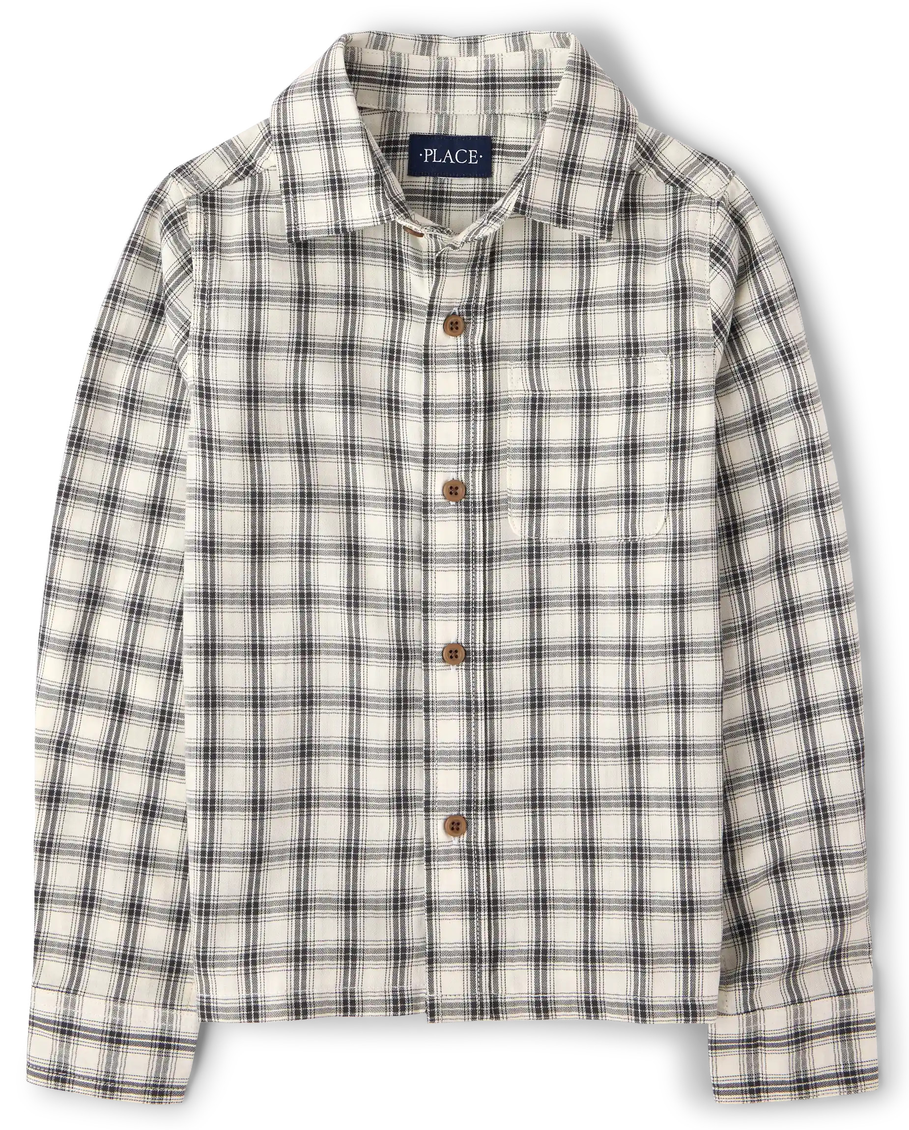 Boys Plaid Textured Poplin Button Up Shirt - HAY STACK | The Children's Place