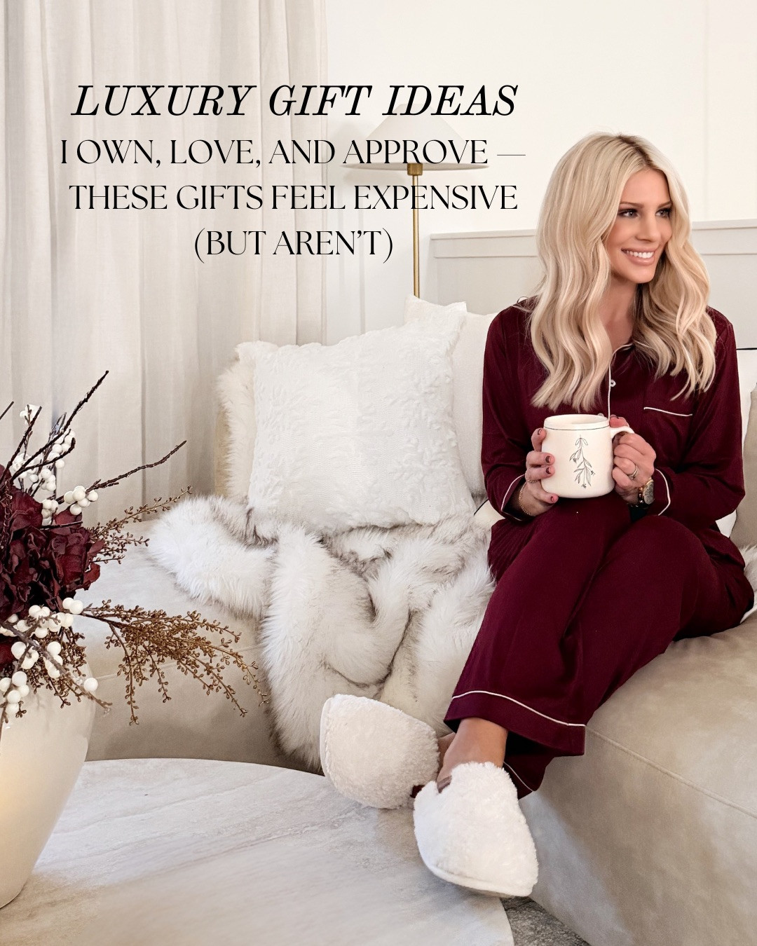 COZY HOLIDAY PAJAMA MOMENT. This pajama set is one of my winter staples — soft, breathable, and elevated with clean piping that looks polished even on a slow morning. The burgundy color feels rich and seasonal, and I love pairing it with my plush slippers for the coziest at-home routine. It’s the perfect blend of comfort and style for quiet holiday moments.

#Amazon #TheHillaryStyle #AmazonFashion #Loungewear #CozyStyle #HolidayAtHome #WinterFavorites #SoftPajamas #ElevatedEssentials #NeutralHomeStyle #DesignerLookForLess 

 #LTKSeasonal #LTKOver40 #LTKFindsUnder100
