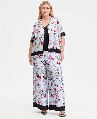 Plus Size Printed Wide-Leg Pull-On Pants, Macy's Exclusive | Macy's