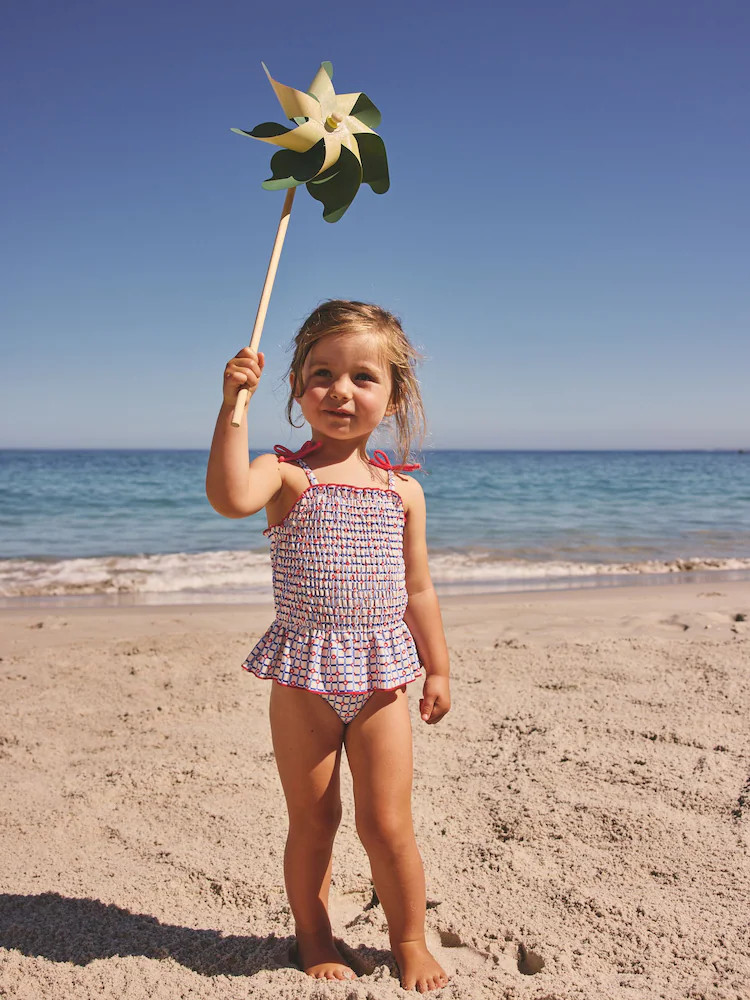Red/Blue Check Shirred Swimsuit (3mths-10yrs) | Next US