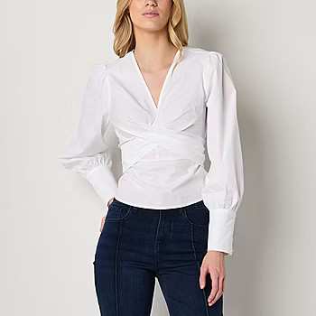 Ryegrass Womens V Neck Long Sleeve Blouse | JCPenney