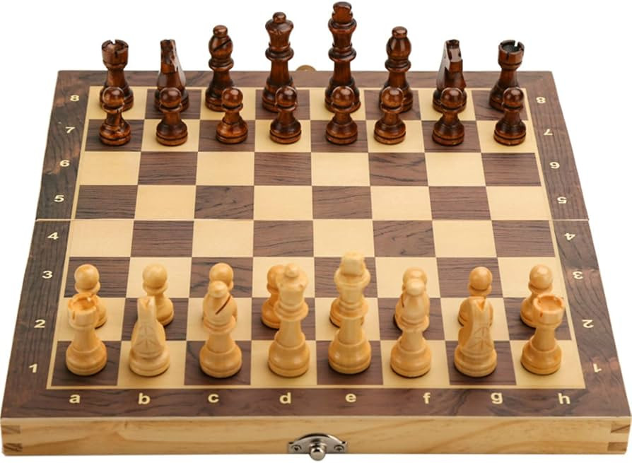 15" x 15" Magnetic Wooden Folding Chess Set with 2 Extra Queens, Handmade Game Board Interior for... | Amazon (US)
