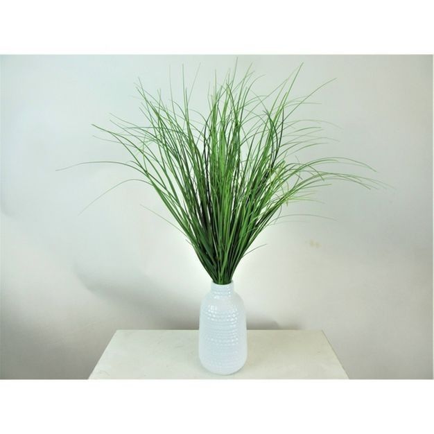 24" x 12" Artificial Grass Plant in Ceramic Vase White - LCG Florals | Target