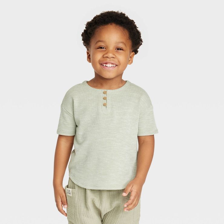 Grayson Collective Toddler Short Sleeve Ribbed Henley T-Shirt - Sage Green | Target