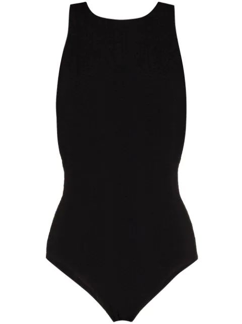 crossover-strap textured swimsuit | Farfetch (AU)