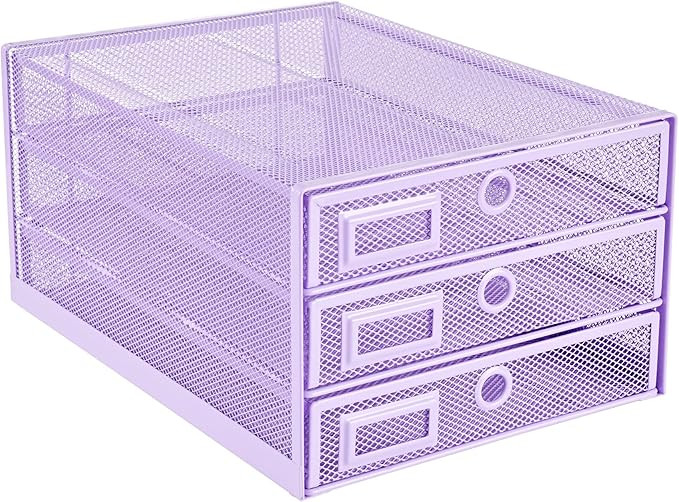 Annova Desk Organizer Wire Mesh 3 Tier Sliding Drawers Paper Sorter/Multifunctional/Premium Solid... | Amazon (US)