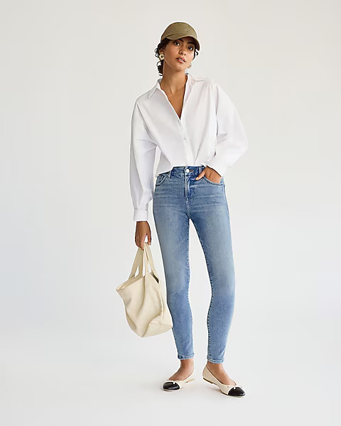 Mid Rise Light Wash FlexX Cropped Skinny Jeans | Express