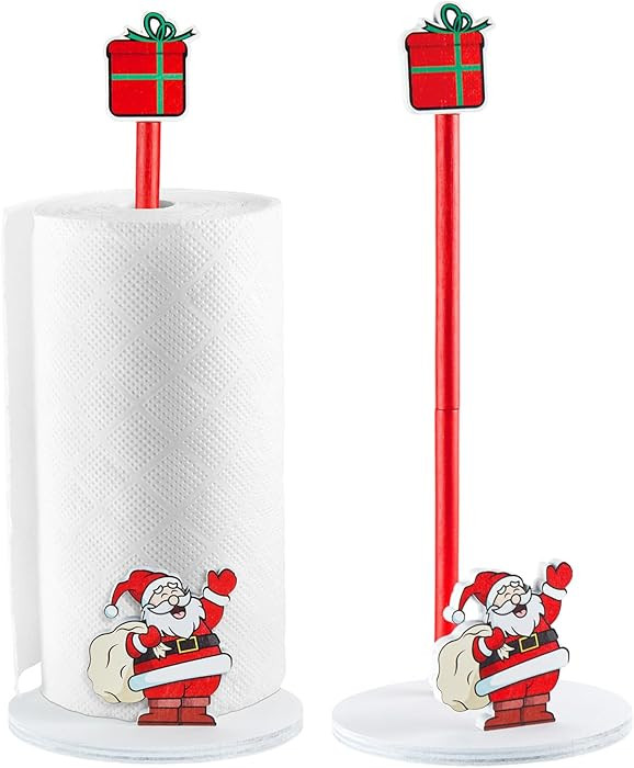 Namalu Christmas Santa Claus Paper Towel Holder with Round Base Rustic Christmas Decor for Kitche... | Amazon (US)