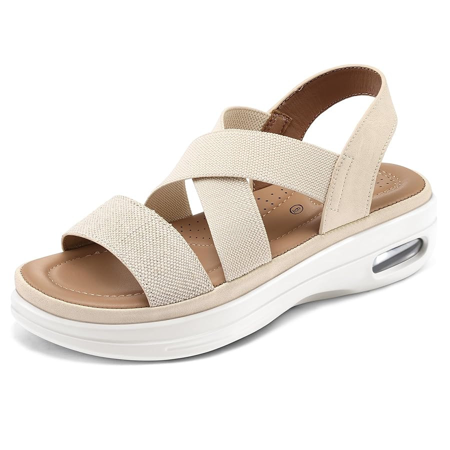 mysoft Women's Comfortable Walking Sandals Air Cushion Sport Slingback Elastic Band Platform Shoe... | Amazon (US)
