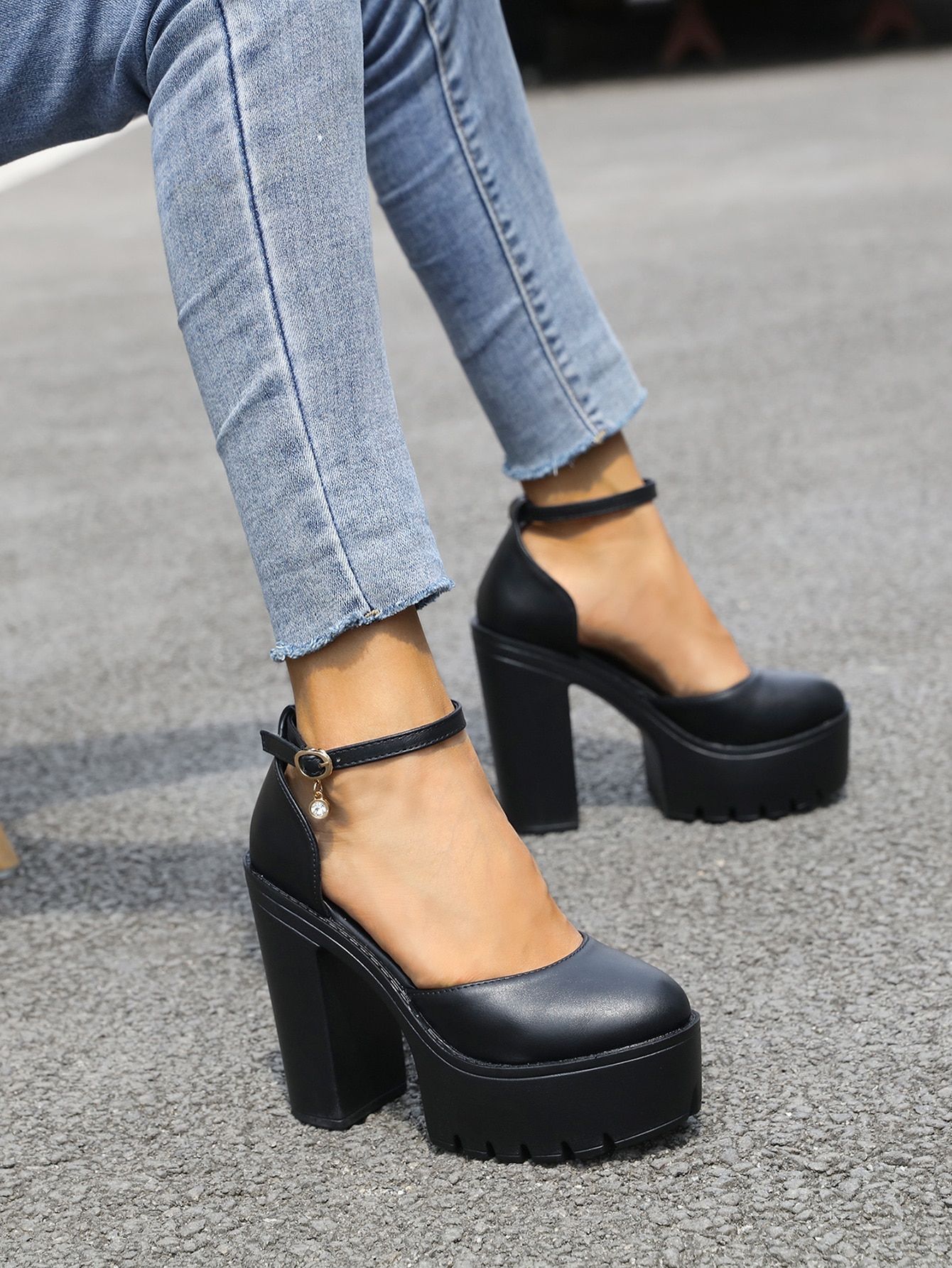 Platform Ankle Strap Chunky Pumps | SHEIN