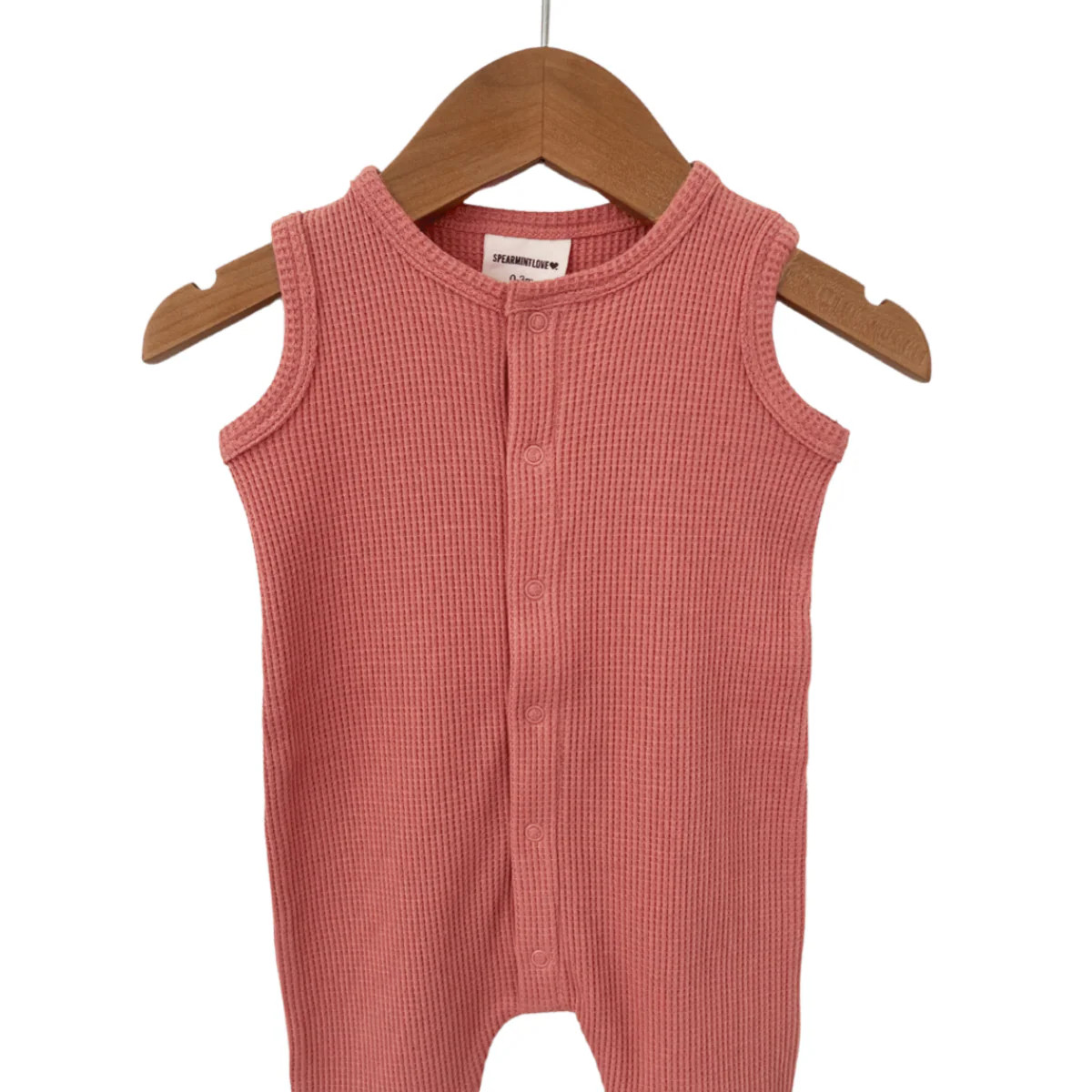 Organic Waffle Easy Romper, Dusty Rose | SpearmintLOVE
