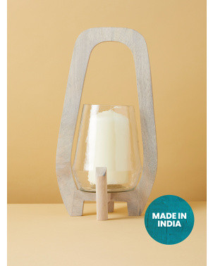 15in Mango Wood Hurricane | Gifts For All | HomeGoods | HomeGoods