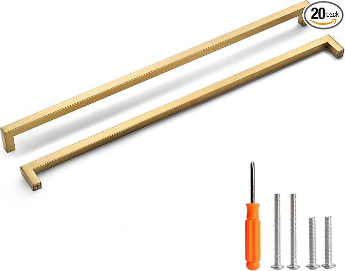 Cabinet Pulls Gold Cabinet Handles Square Drawer Pulls, 20 Pack 18 Inch Stainless Steel Kitchen D... | Amazon (US)