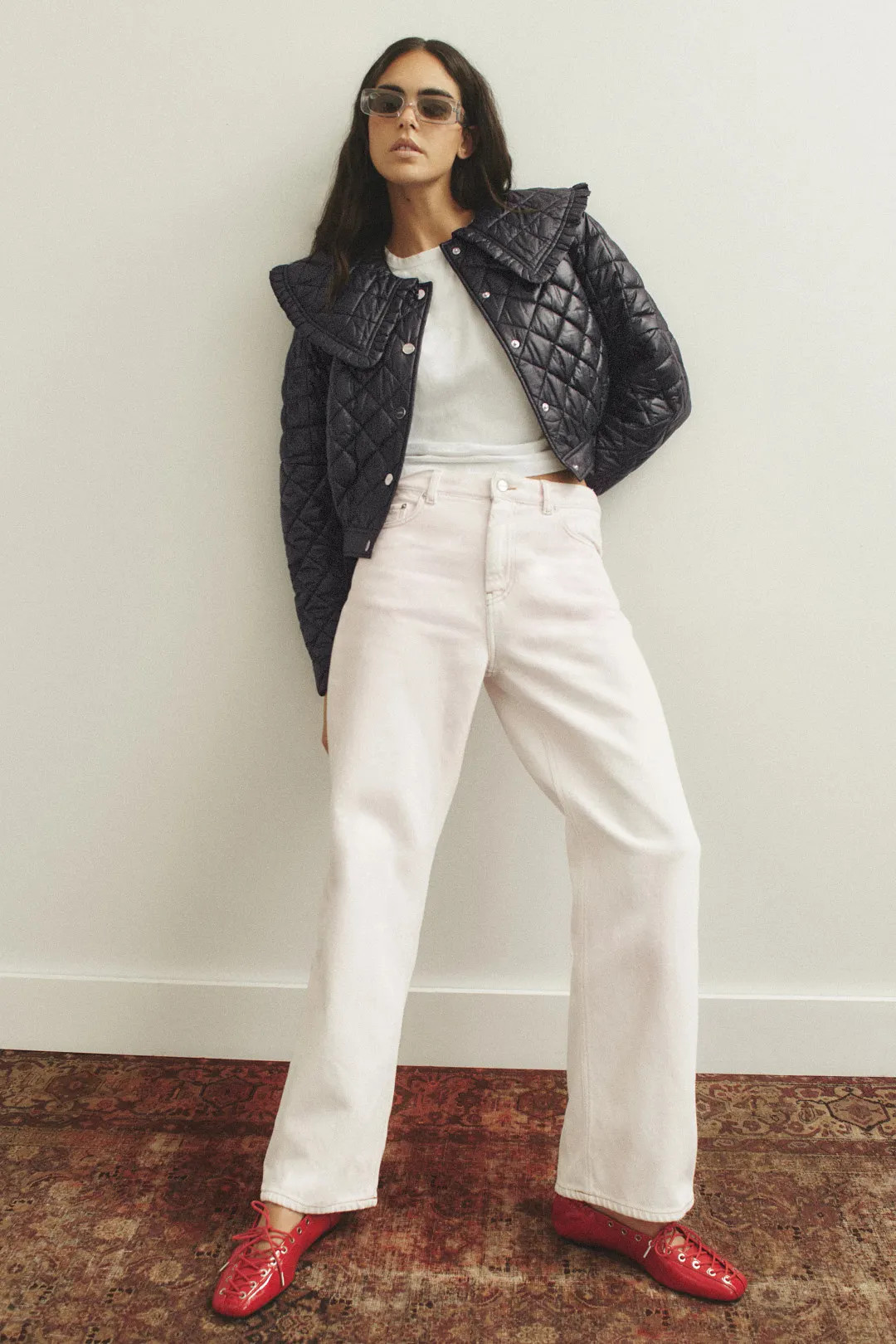 Nylon Quilted Collared Jacket | Rent the Runway