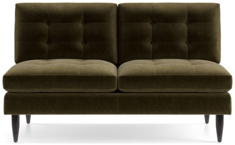 Petrie Velvet Mid-Century Armless Loveseat + Reviews | Crate & Barrel | Crate & Barrel