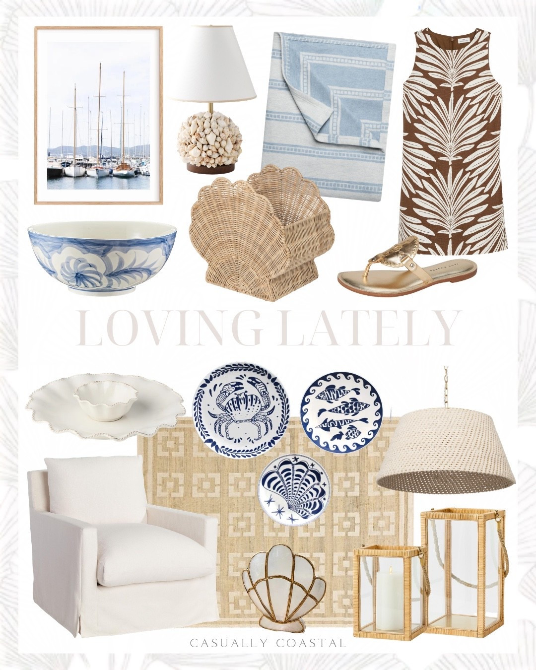 Loving Lately 

Coastal home, coastal decor, coastal dress, coastal lamp, coastal towels. Coastal rug, coastal bowls, vineyard vines shift dress, Jack Rogers gold sandals, stripe lightweight blanket, melamine platter with dip bowl, chip and dip set, blue and white ceramic wall plate set, shell table lamp, handwoven jute rug, neutral rug, McGee & co rug, Etsy wall art, sailboat print, pottery barn lantern, feather filled swivel chair, accent chair,  blue and white pasta bowl, wicker shell magazine storage basket, woven pendant, capiz shell nightlight

#LTKHome