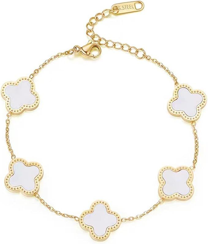 18K Gold Plated Lucky Clover Bracelet for Women Adjustable Simple Cute Fashion Bracelet Jewelry B... | Amazon (US)