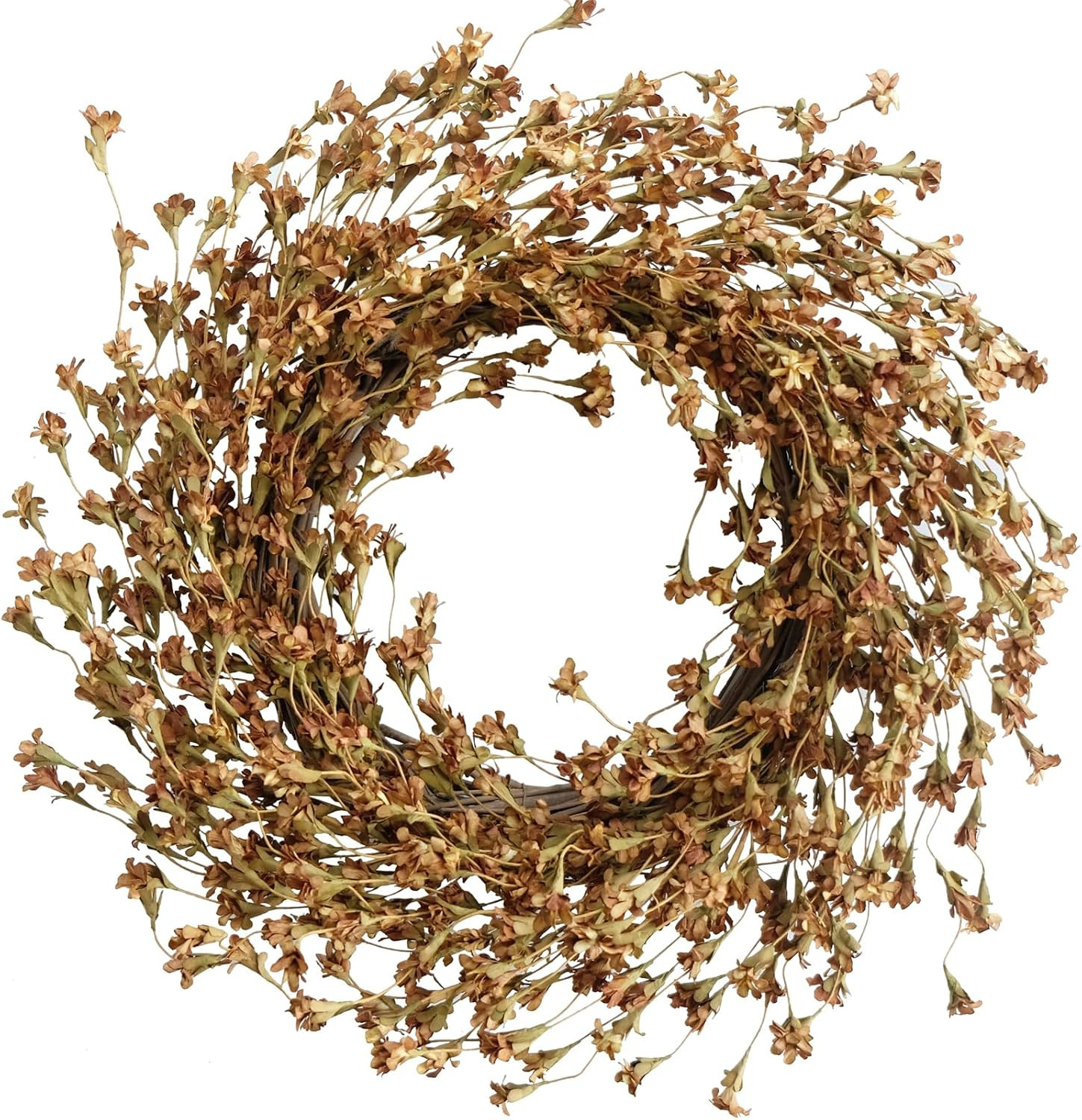TEMPUS Fall Forsythia Wreath 20" Artificial Wreath for Front Door Hanging Wall Decoration Fall Harvest Thanksgiving Home Decor (Brown) | Amazon (US)