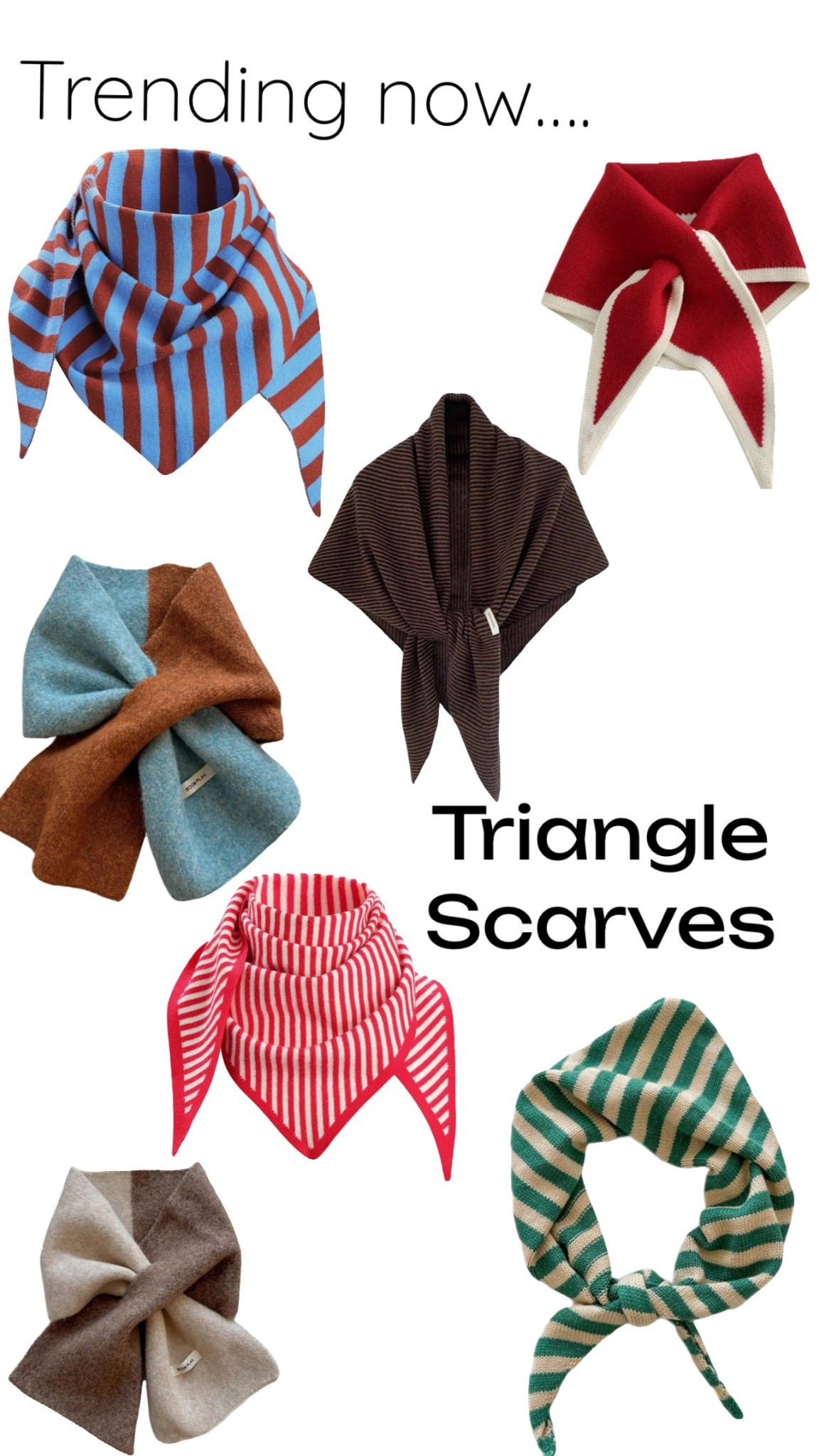 Triangle scarves 
Trending now
Neck scarf for women
Aesthetic accessories to complete your outfit 

#LTKHoliday #LTKWorkwear #LTKootd