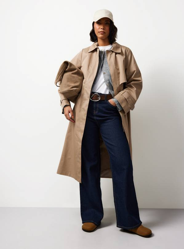 Stone Cotton Trench Coat L | Tu Clothing