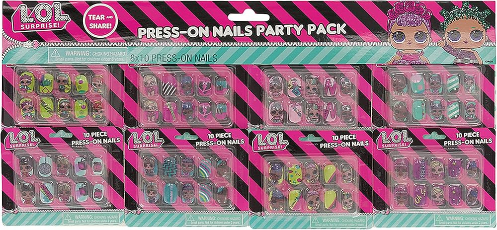 Taste Beauty LOL Surprise Faux-Nail Party Set for Kids, Tear-and-Share Nail Set, 80 Faux Nails | Amazon (US)