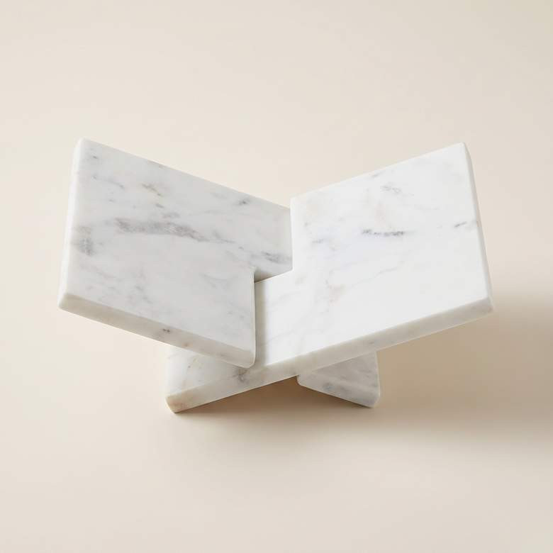 Possini Euro Annalin 7 1/2" Wide White Marble Decorative Book Holder - #0649V | Lamps Plus | Lamps Plus