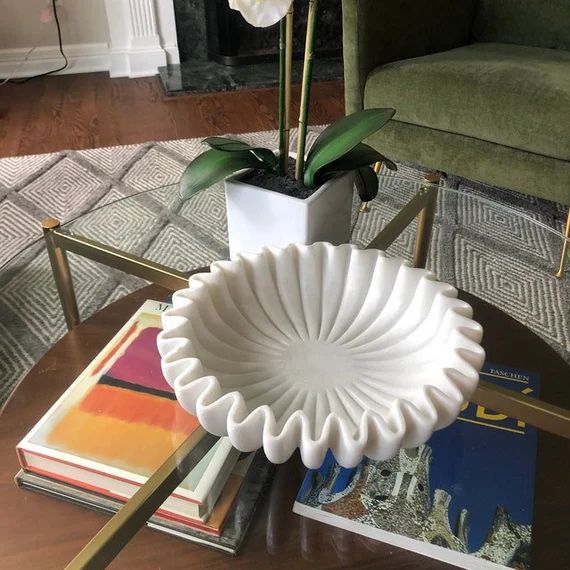 Handcrafted Marble Decorative Bowl White Marble Flower Shaped | Etsy | Etsy (US)
