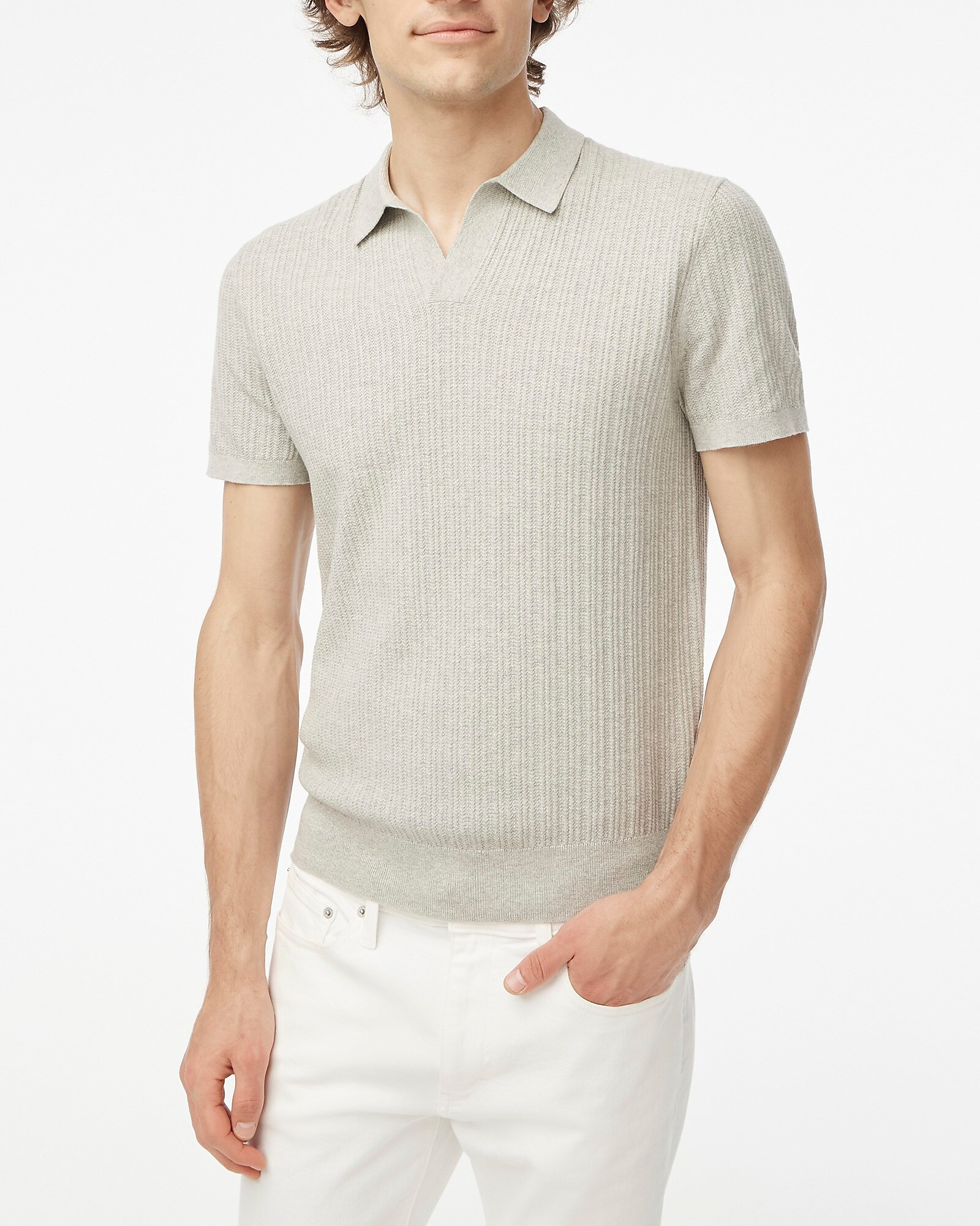 Textured johnny-collar polo shirt | J.Crew Factory
