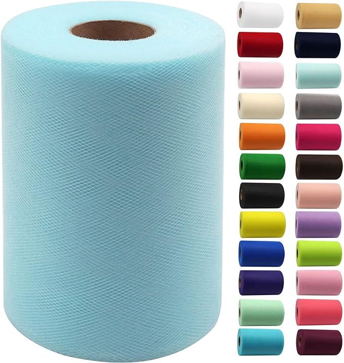 Light Blue Tulle Fabric Rolls 6 Inch by 100 Yards (300 feet) Fabric Spool Tulle Ribbon for DIY Li... | Amazon (US)