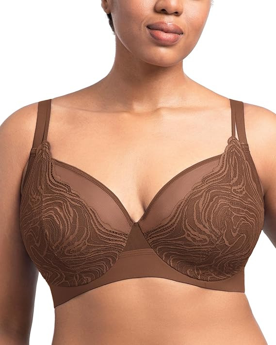 HSIA Minimizer Bras for Women Full Coverage Underwire Plus Size Unlined Mesh Jacquard Bra with Wi... | Amazon (US)