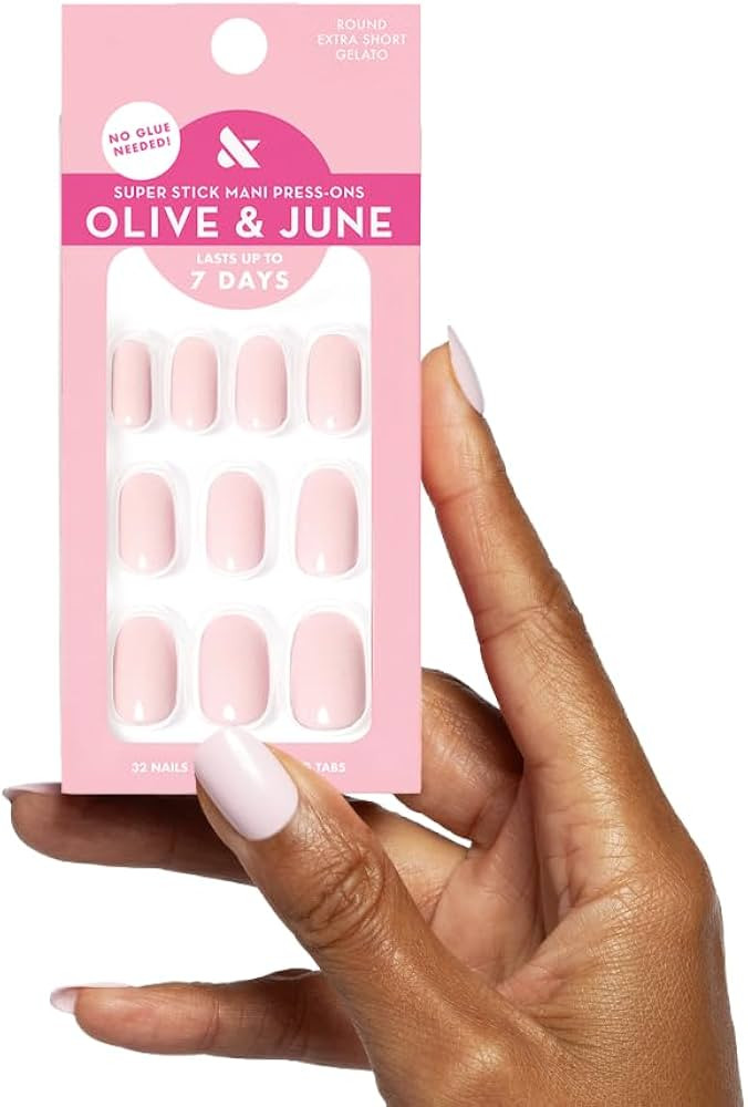 Olive & June Classic Super Stick Mani Summer Press On Nails | No Glue Needed | 32 Tab Nails 16 Si... | Amazon (US)