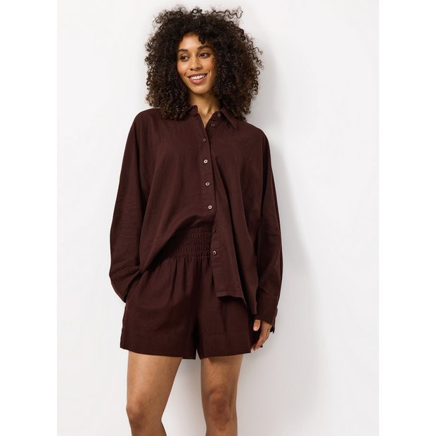 Brown Linen Rich Casual Shorts 12 | Tu Clothing