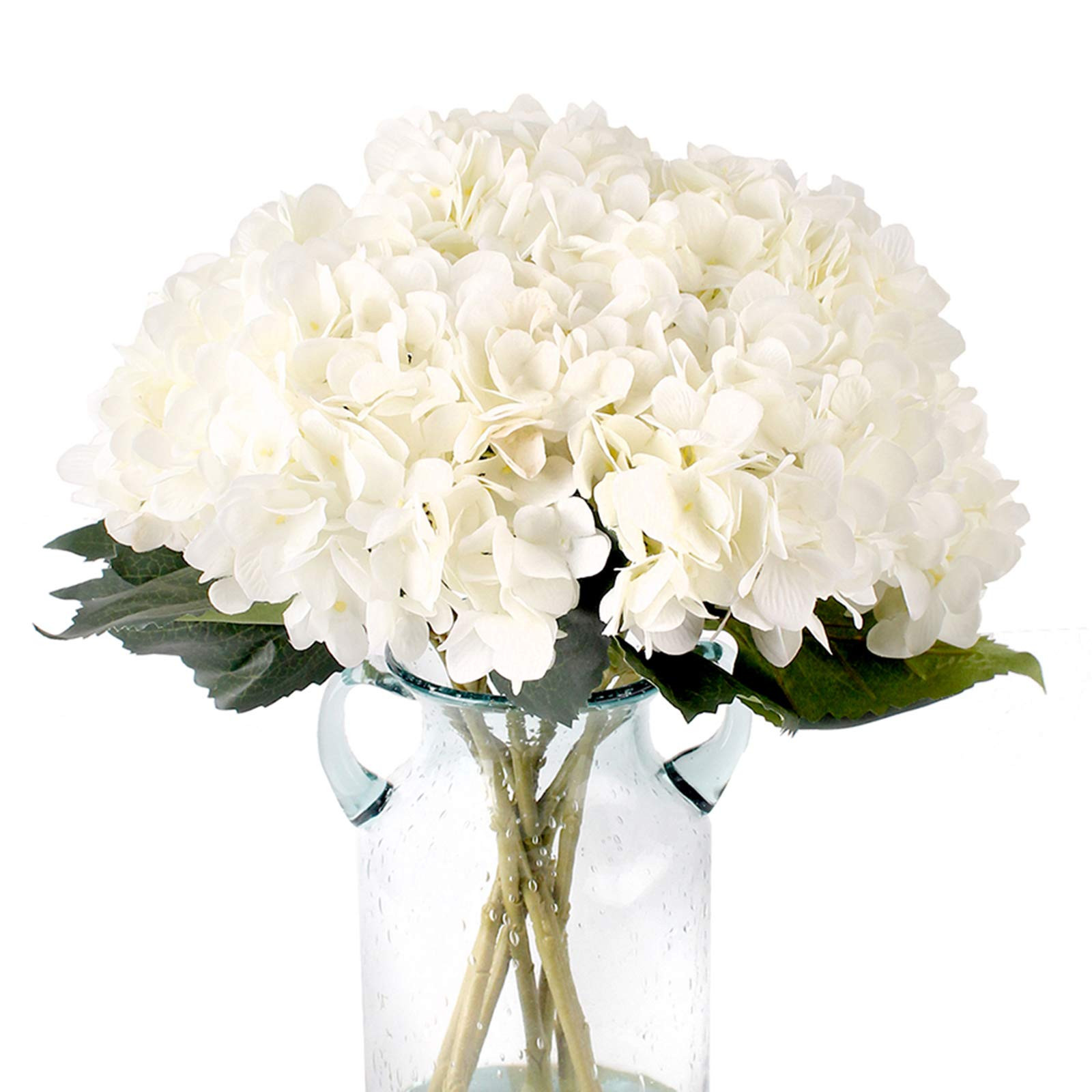 Kimura's Cabin 6 Pcs Fake White Hydrangea Flowers Bouquets Silk Hydrangea Flowers with Stems Faux... | Amazon (US)