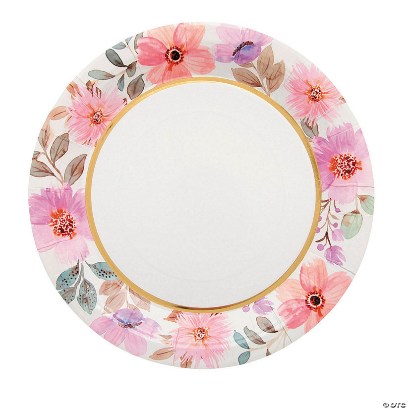 9 1/4" Floral Round Disposable Paper Dinner Plates - 8 Ct. | Oriental Trading Company